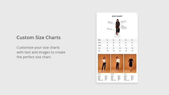 Shopify Size Chart App Custom Size Charts